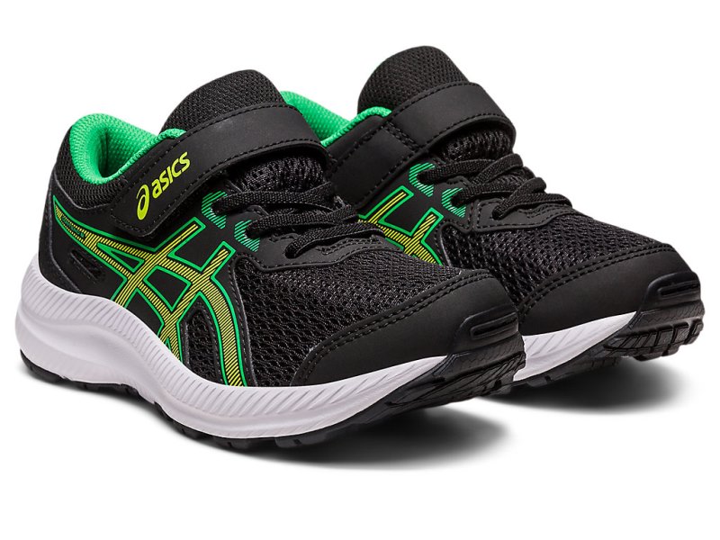 Asics Contend 8 Sports Patike Dječje Crne Svijetlo Zelene | RS7985-299