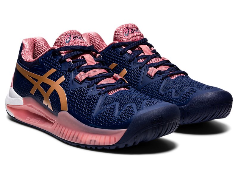 Asics Gel-resolution 8 Tenisiće Ženske Tamnoplave Roze Zlatne | RS6720-196