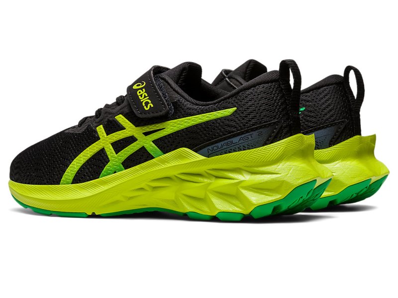 Asics Novablast 2 Sports Patike Dječje Crne Svijetlo Zelene | RS9388-804