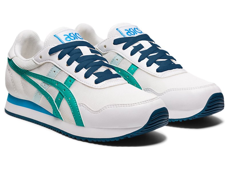 Asics Tiger Runner Tenisiće Dječje Bijele Tamno Tirkizne | RS6131-691